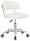 BELIWIN Swivel Faux Leather Office Chair, Height Adjustable Ergonomic Desk Chair, Armless Vanity Chair for Office Bedroom Living Home White
