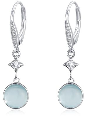 Blaues Katzenauge Creolen Ohrringe 925 Sterling Silber Blaues Katzenauge Leverback Tropfen Ohrringe Hängend Schmuck Damen Mädchen