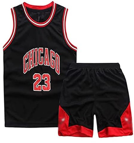 Qkydky Kinder Basketball Trikot Set - Atmungsaktiv, Leicht & Langlebig - Perfekt für Training & Spiele - Verschiedene Größen & Farben - Ideal für Jungen & Mädchen(Schwarz,XL,für 9-10 Jahr)