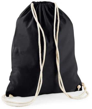minimutz Turnbeutel Baumwolle zum Zuziehen - Schuhbeutel zum Bemalen Bedrucken - Sportbeutel Gymbag Jute Rucksack (schwarz)