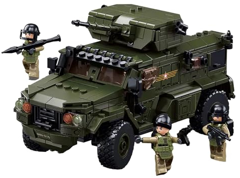 Tarcury Typhoon-VDVS Gepanzertes Auto Bausatz - Militärisches Armee Set mit 4 Spielzeugsoldaten - 519 PCS Modell für Kinder und Erwachsene