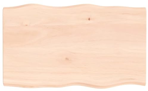 JUNZAI Schreibtischplatte 100x60x4 cm Massivholz Eiche Unbehandelt Tischplatte, Arbeitsplatte, Waschtischplatte, Bürotischplatte