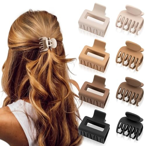 Pinces à cheveux | Petites pinces à cheveux pour femme | Pinces à cheveux rectangulaires pour cheveux fins carrées pour cheveux fins pour femme (S marron)