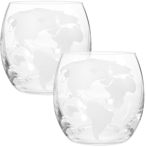 Homoyoyo Trinkbecher Aus Glas Weltkugel Whiskygläser Neuartige Getränkegläser Weltkarte Geätzte Globuskarte Tassen Zum Trinken Für Whisky Cocktails
