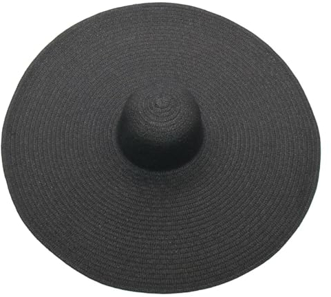 SOYNIA Chapeau Paille Femmes Pliables Chapeau Surdimensionné Diamètre Grand Bord Été Soleil Chapeaux De Plage Noir