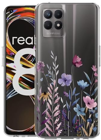 Kaywzo Hülle für Realme 8i/Realme Narzo 50 4G,Transparent TPU Handyhülle mit Gemälde Blume Muster,Ultradünn Stoßfester Schutzhülle,Schön Silikon Cover Case-4