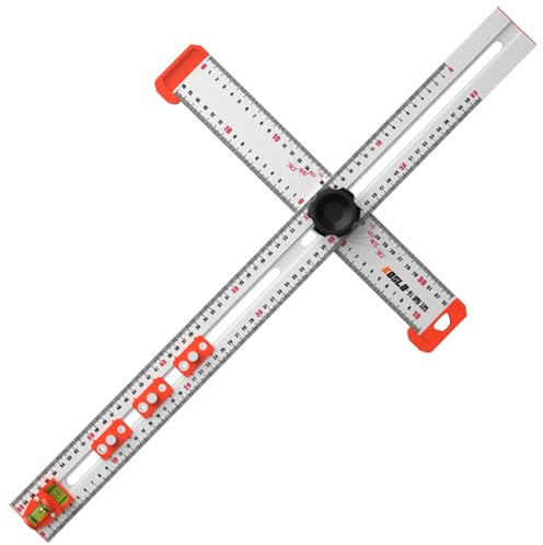 2-in-1 Drilling Positioning Ruler with 3 Slider, 25 in T Square Ruler Woodworking Ruler, Precise Drilling Tool for Carpentry, Shelf Pin Drilling Jig, Hole Drilling Template, Cabinet Hardware Jig