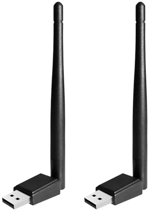 MEIYUANTBO [2 pezzi ] USB WiFi-MT7601 Dual Band 2.4GHz Antenna USB2.0 WiFi Dongle Stick per Decoder DVB e TV Box, Per PC Windows 2000/XP/Vista/7/8/10/11(Nero)