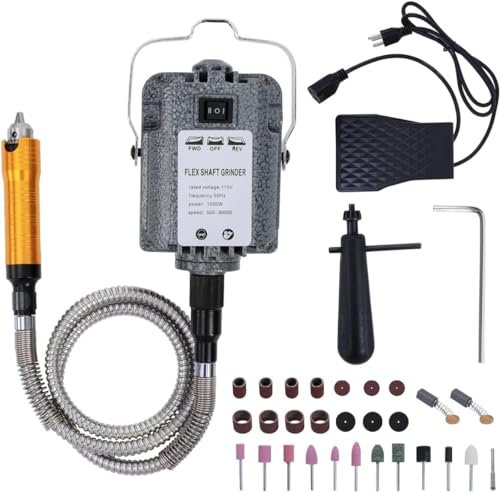 1000W 30000 U/min Elektrisches Flexwellen-Drehwerkzeug mit Fußpedalsteuerung, Flexwellen-Hängeschleifer zum Schnitzen, Multifunktions-Kit für DIY-Handwerksarbeiten wie Schnitzen und Polieren