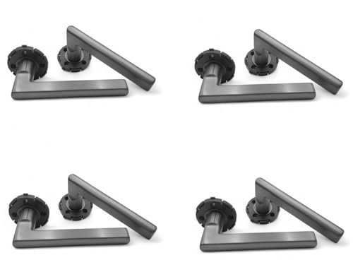 Schartec® Türklinke Avery in Gun Grey 4er Set Edelstahl für Innentür Drückergarnitur Zimmertüren Türgriffe Türklinken Türbeschläge