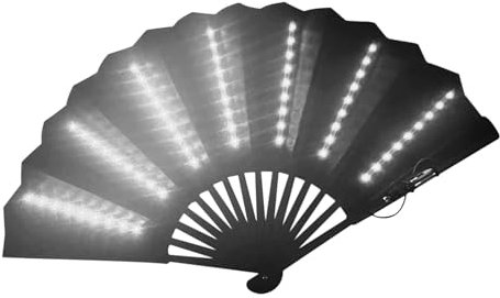 Portable Fan with Light - Light up Rave Handheld Fan,Multipurpose Bar Folding Fan, Rave Accessories for Belly Dancing, Stage, Bar, Photography