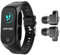 Baobiutin Auriculares inalámbricos Reloj Smart Wireles Auricular 2 en 1 Fitness Wutband TWS Auricles Negro