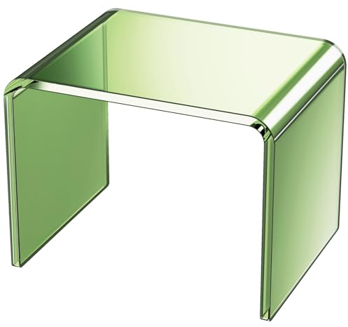 Dewrhiixe Acryl-Tritthocker, Kleiner transparenter Fußhocker für Badezimmer, Schlafzimmer, Küche, belastbar bis 113 kg, rutschfeste Matte gratis, Maße (32 x 24 x 24 cm) (Grün, 32×24cm×24cm)