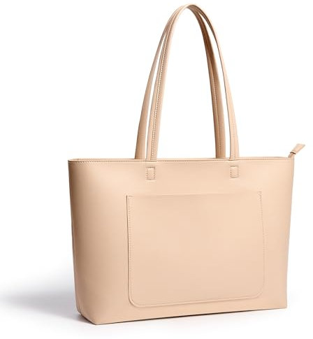 KALIDI Handtasche Damen Groß Shopper Tasche Damen PU Leder Tote Bag Wasserdichte Henkeltaschen mit Reißverschluss Innentasche Mode Schule Arbeit Freizeit Reisen (Beige)
