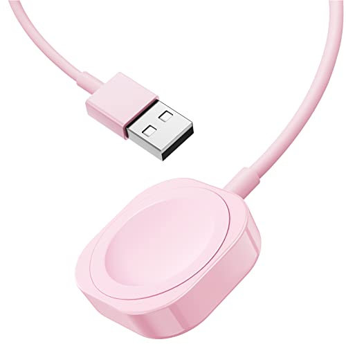 Fuvoki Charger Compatible with iWatch - 0.5M/1.6ft Fast Magnetic Charging Cable, iWatch Charger for Series 9 8 7 SE 6 5 4 3 2 - Pink