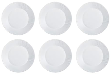 Luminarc Set de 6 platos hondos Harena de vidrio opal 23,5 cm | Blanco, Vidrio opal, formato redondo, acabado brillo, 23,5 cm, 6 piezas, apilable, apto para microondas, fácil de limpiar