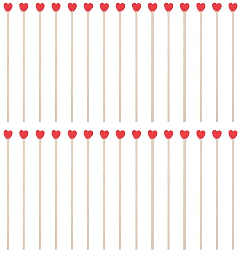 100 Stück Herz-Rührstäbchen aus Holz, Kaffee-Rührstäbchen, Cocktails, Getränke, Rührstäbchen für Zuhause, Party, Bar