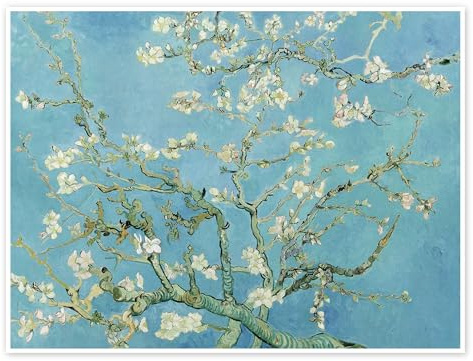 Posterlounge Amandier en fleurs Poster | 120 x 90 cm de Vincent van Gogh Turquoise Tableaux Décoration murale