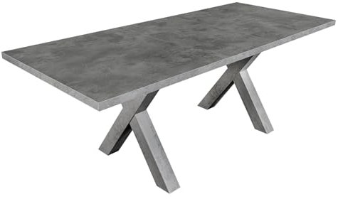 Riess Ambiente Ausziehbarer Esstisch Montreal - 160-210cm - grau Beton Design - mit X-Gestell
