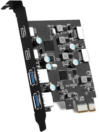 Lerpwige 6 ports USB PCIe carte PCIE vers USB C USB connecteurs carte d'extension panneau avant adaptateur pour PC de bureau carte hôte