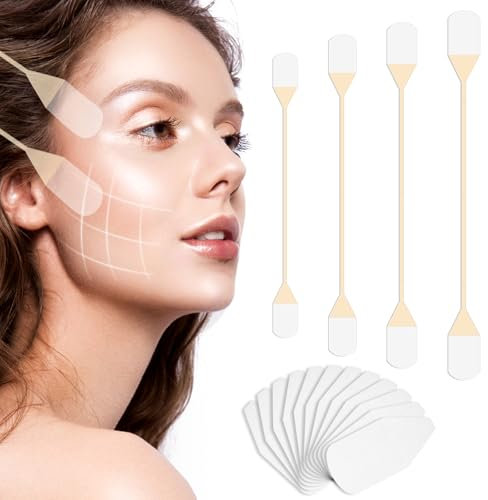 Yuanchu 24 St Face Lifting Tape, 20 Facelifting Aufkleber 4 Esichtstraffungsband High Elastic Kinesiology V-Form Gesicht Straffung Anti Falten Facial Patches Instant Invisible Falten Tape (Hautfarbe)