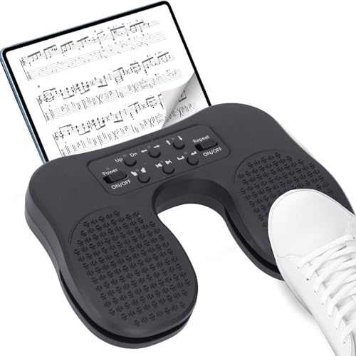 Seitenwender-Pedal, Tragbarer BT-Fußpedal-Doppelschalter, Kabelloser, Wiederaufladbarer Musik-Seitenwender mit Anti-Rutsch-Pedal für Telefone und Tablets, Geräuschloses Umblättern
