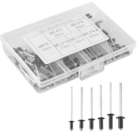 Okeeyseda 120 Teile/Satz M2.4 M3.0 M3.2 Schwarz Aluminium Blind Nieten Nagel Dekoration Nieten Für Möbel Sortiment Kit Hw078