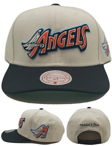 Los Angeles Angels of Anaheim New Off Word Pro Off White Black Blue Era Snapback Hat Cap, Cream, Einheitsgröße