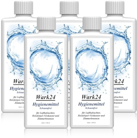 Wark24 Hygienemittel 1L - Ideal für Luftbefeuchter, Luftwäscher, Luft-Reiniger, Zimmerbrunnen uvm. - Konservierungsmittel hält Verdunstwasser hygienisch (5er Pack)