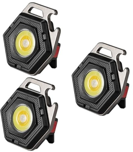 Toyvian 3 Llaveros con Linterna Brillantes Pequeños Y Funcionales con Luces Magnéticas para Trabajo Nocturno con Luz LED Recargable De Bolsillo De Aleación De Aluminio Color