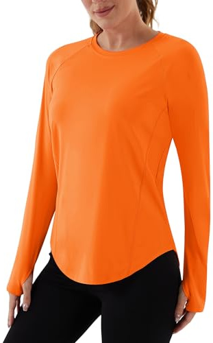 addigi Women's 1/4 Zip Workout Tops Long Sleeve Pullover Athletic Running Yoga Hiking Quick Dry UPF 50+ Sun Shirts 2025, B_pale Orange, M