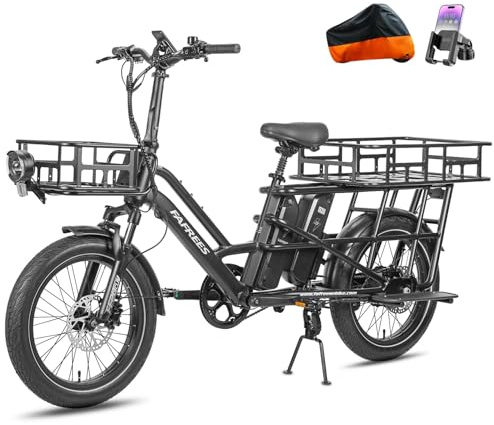 Fafrees FF20CUV, Longtail E-Bike 20 * 3.0 Zoll, E-Lastenrad 250W 25km/h, Ebike Damen 12Ah*2 / 15Ah*2 Akku, E-Fahrrad 75N.m Reichweite 100-140km/120-170km, Tragkraft 200kg