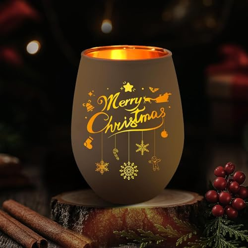Windlicht Tischdeko Weihnachten Kerzen Deko Mini Windlichter Weihnachten Deko Tisch mit Gravur Weihnachtsbaum Rentier Windlichter Teelichthalter Weiß Weihnachtsdeko, für Indoor Outdoor Garten