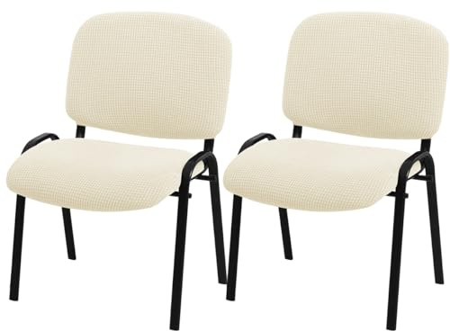 GHAKKE Zweiteilige Stuhlhussen Für Bürostühle Geteilte Stuhlhussen Für Esszimmerstühle Stretch-Schutzhüllen Für Küchenhocker Für Besprechungsräume, Computerräume, Schulen Und Kirchen(Beige,2PCS)