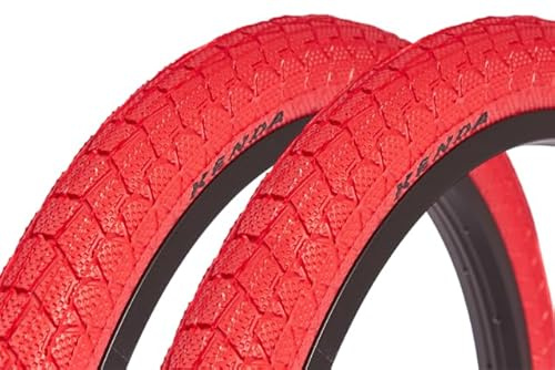 Kenda - Juego de neumáticos BMX de 20 x 1,95 pulgadas, aprox. 610 g, diseño deportivo, color rojo