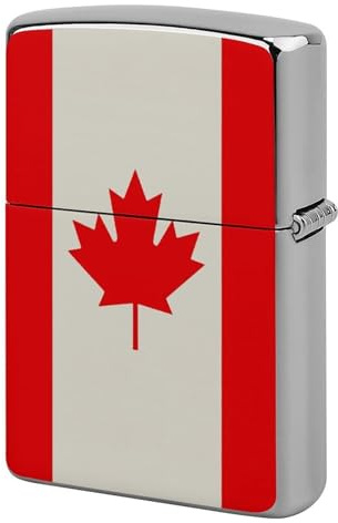 Feuerzeughülle aus Metall, wiederverwendbar, Flip-Top, doppelseitig, winddicht und wasserdicht, Zigarettenhalter, tragbare Tasche, Retro, Kanada-Flagge, Feuerzeugtasche für Vater, Freund, Ehemann