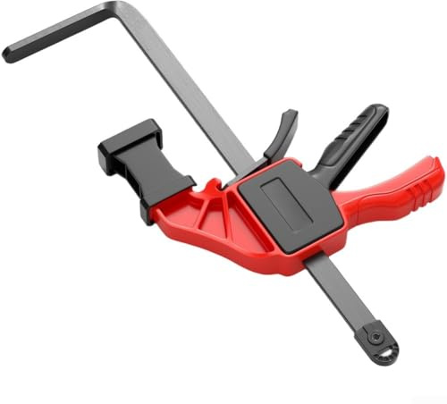 Nexbrill F Type Track Saw Guide Rail Clamp, 90kg Clamping Force, Quick Release Carbon Steel Rod Protective Rubber Tips, Compatible with Most Brands for Woodworking Cutting Operations(A)