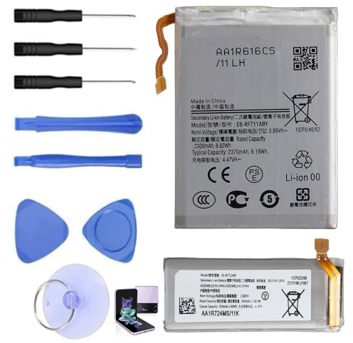 Batterie de Remplacement Compatible avec Samsung Galaxy Z Flip 3 5G, Kit de Double Batterie 3300mAh EB-BF711ABY + EB-BF712ABY