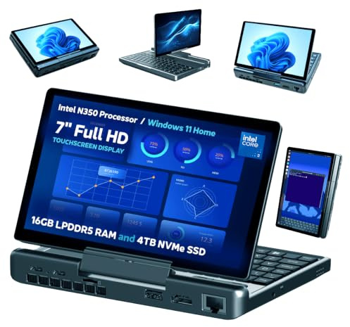 GPD MicroPC 2 | Portable Mini Laptop with 7 1080P Display | with Intel Core 3 N350, UHD Graphics; 16GB LPDDR5, 4TB NVMe SSD; 2.5G Ethernet, USB-C, HDMI 2.1, Wi-Fi 6, BT 5.2