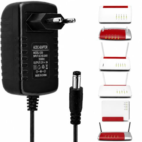 Alimentatore di rete da 12 V, 3 A, 36 W, per Avm Fritz!Box 7590 Ax, 7530, 7510, 7490, 6690, 6660, 6490, 5590, compatibile con Telekom Speedport Smart, adattatore di alimentazione per router WLAN