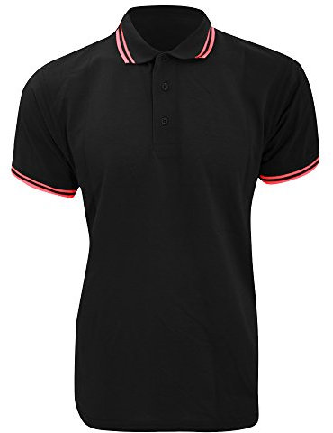 Kustom Kit Mens Tipped Piqué Polo Shirt M Black/Red