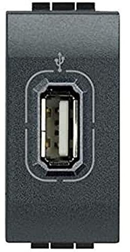 Base Cargador USB Bticino L4285Tipo A LivingLight1 modulo Antracita