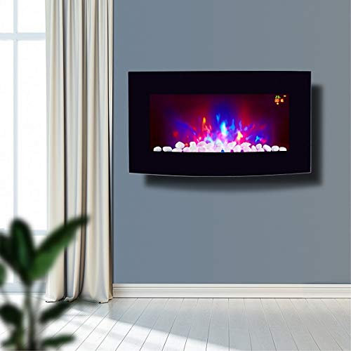 2025 TruFlame 71.8cm Wide Wall Mounted Black Arched Glass Electric Fire with Pebble Effect and GLOW Side LEDs