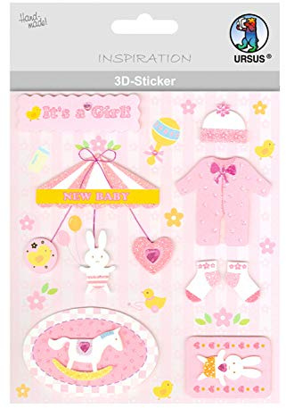 Ursus 56420058 - 3D Sticker Baby, bestehend aus mehreren Ebenen, aus verschiedenen hochwertigen Materialien, selbstklebend, ideal zum Verzieren von Grußkarten und Geschenken, Motiv 58