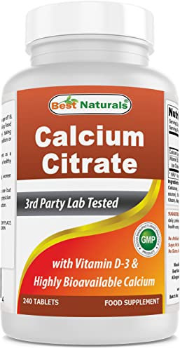 Best Naturals Calcium Citrate with Vitamin D-3 240 Tablets (240 Count (Pack of 1))
