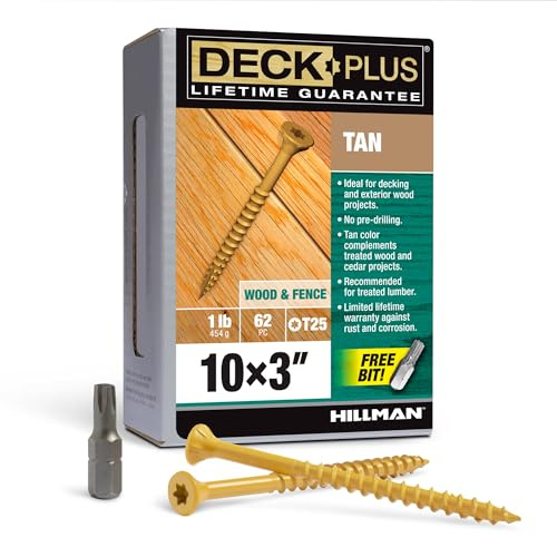 Deck Plus Deck Screws, #10 x 3in, 365 Pack, Tan