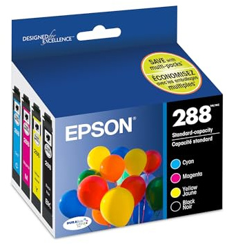EPSON 288 DURABrite Ultra Ink Standard Capacity Black & Color Cartridge Combo Pack (T288120-BCS) Works with Expression XP-330, 430, 434, 340, 440, 446