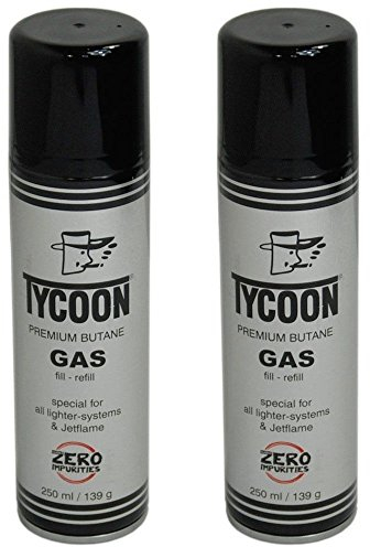 Tycoon Feuerzeuggas Gas 2X Dosen Set Jetflame Butangas Nachfülldose 250ml Dose