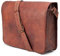 ANUENT Leather Messenger Bag for Men and Women Brown Leather Laptop Bag Crossbody Shoulder Slim Briefcase for Work, Office, Business, Travel Daily Use Satchel Bag