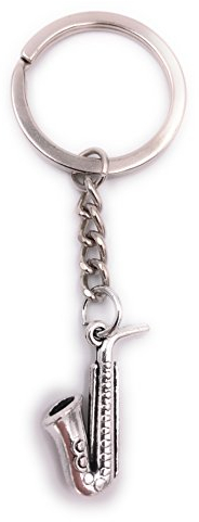 H-Customs Saxophon Tuba Instrument Posaune Schlüsselanhänger Anhänger Silber aus Metall